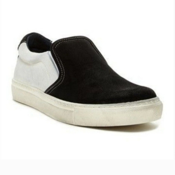 Rogue Riave Slip On Leather Sneakers Shoes Black White MADE IN PORTUGAL RRP $350 - Picture 1 of 11